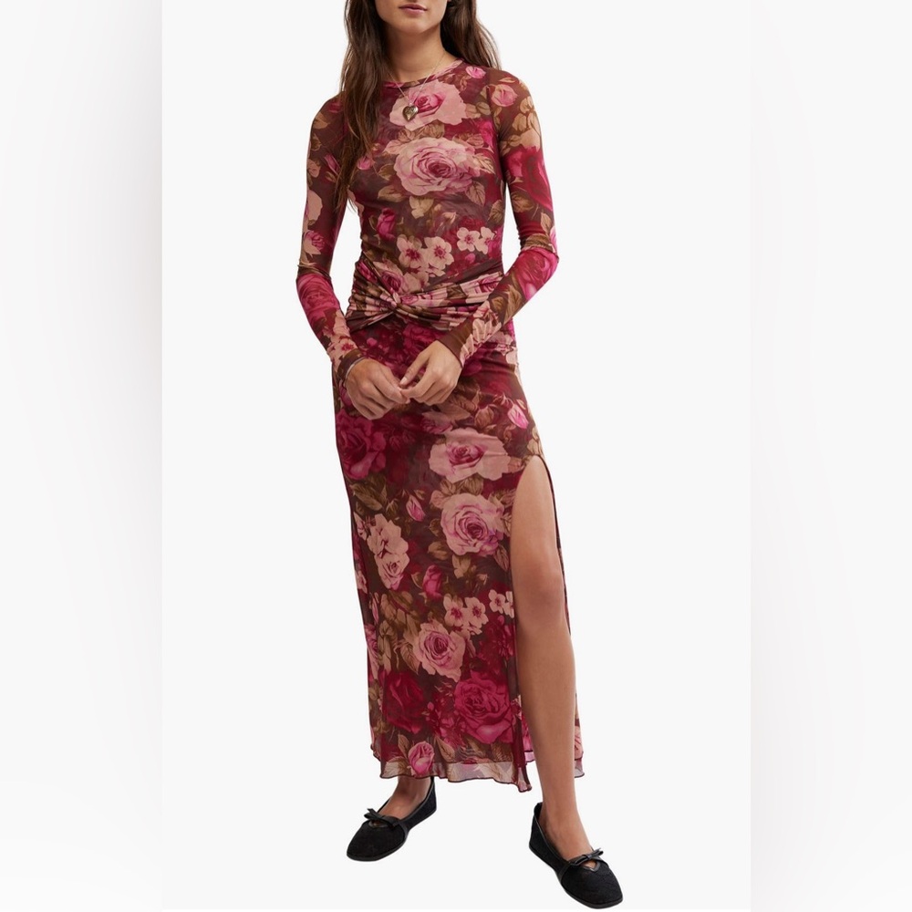 Free People Gianni Long Sleeve Stretch Mesh Body-Con Dress